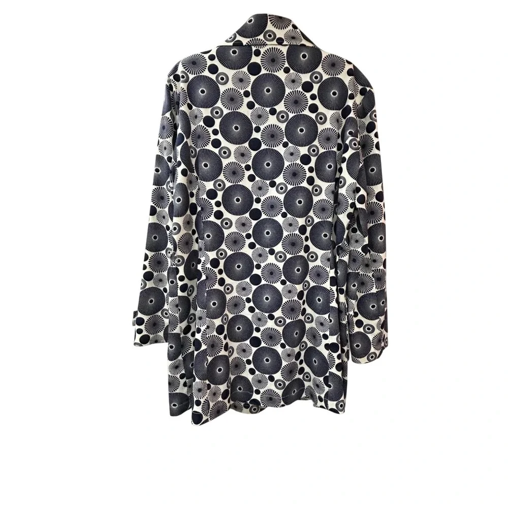 Peck & Peck Weekend Jacket Womens Large Geometric Print Black White Mod‎ Retro